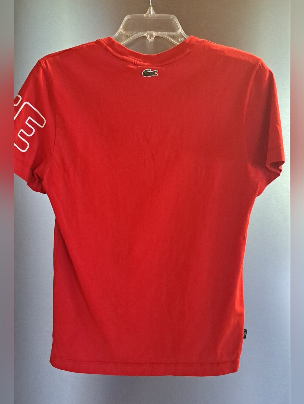 Lacoste Heritage Branded Lrg Logo Crew Neck T-Shirt Top Red Reg Fit  Preppy S - Picture 3 of 8